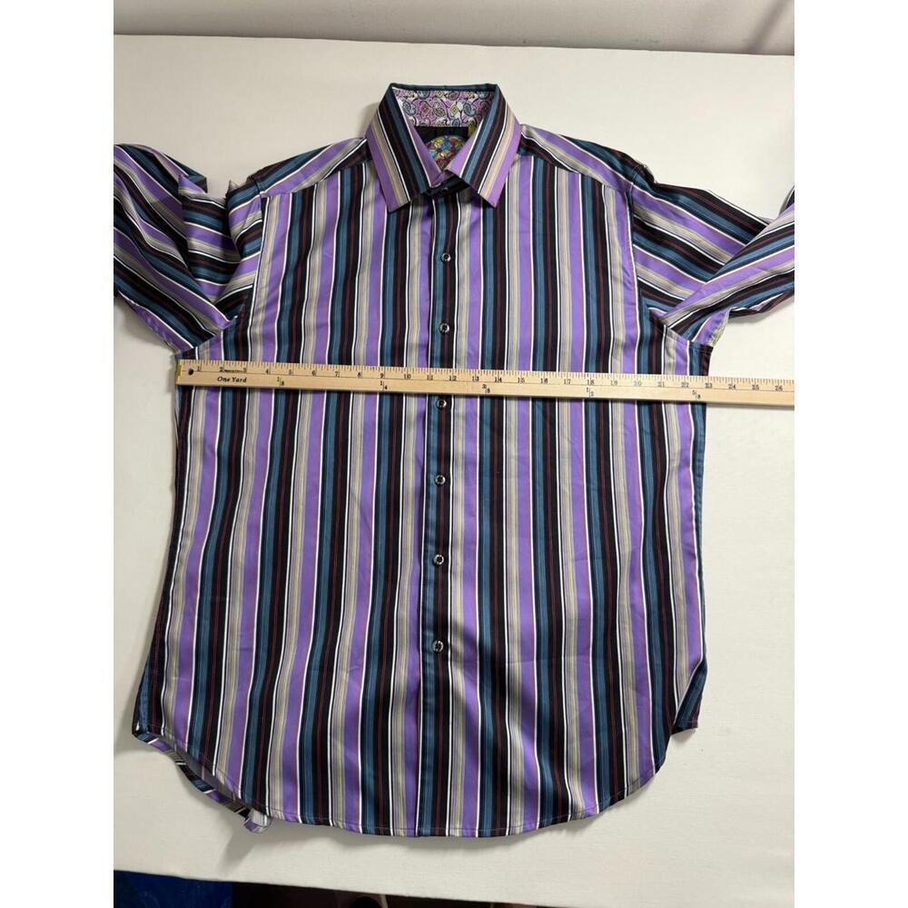 Robert Graham Multicolor Stripe Flip Cuff Dress Shirt Large - Picture 5 of 6